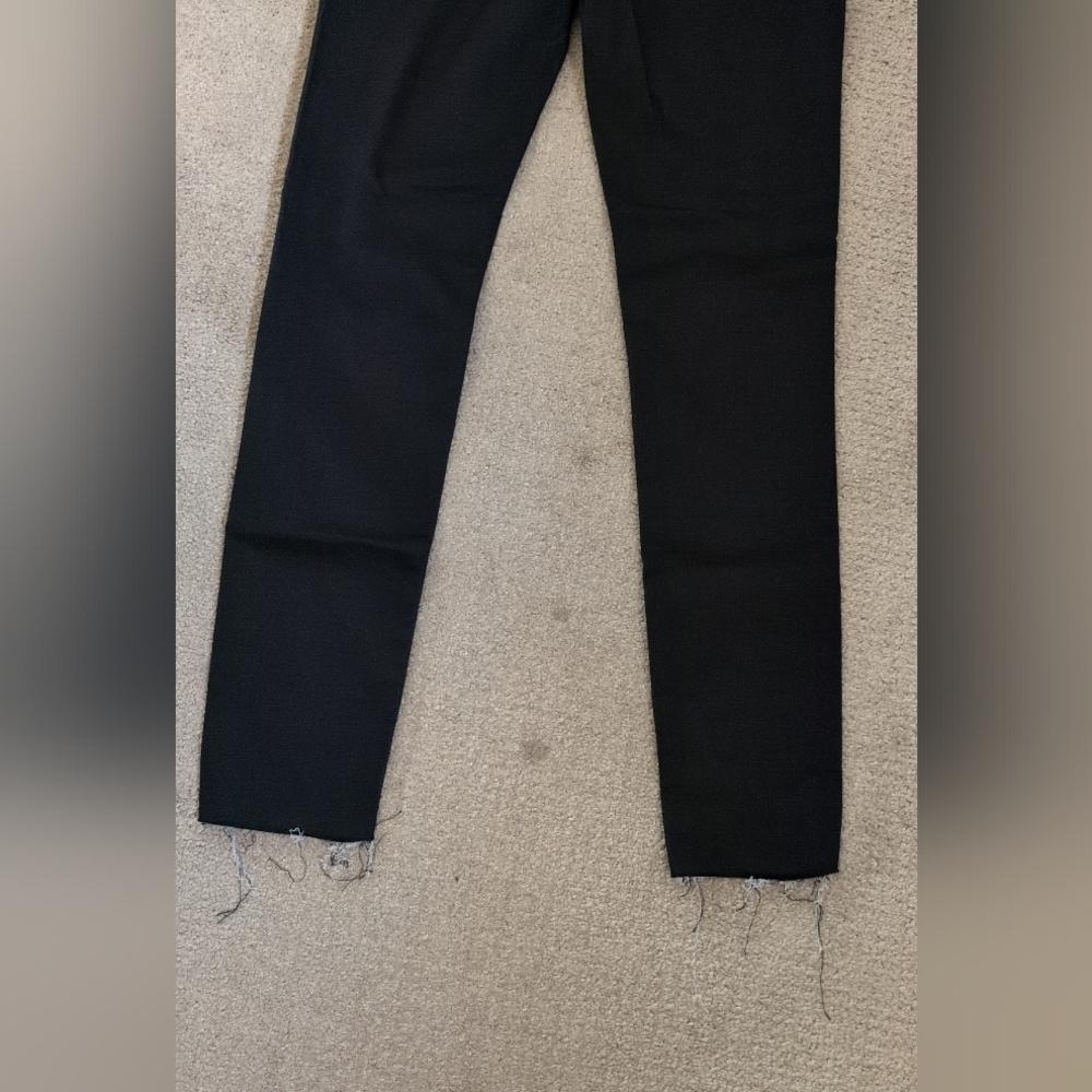 Express Mid Rise Skinny Black Frayed Fringe Hem Long Denim/ Jeans - Picture 11 of 14